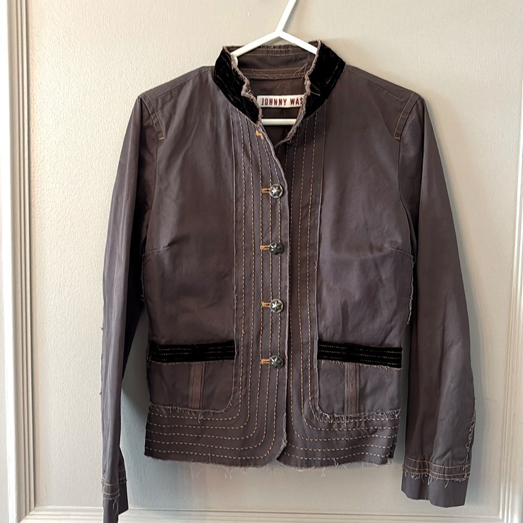 Johnny Was Brown Cotton Twill Jacket Size Small